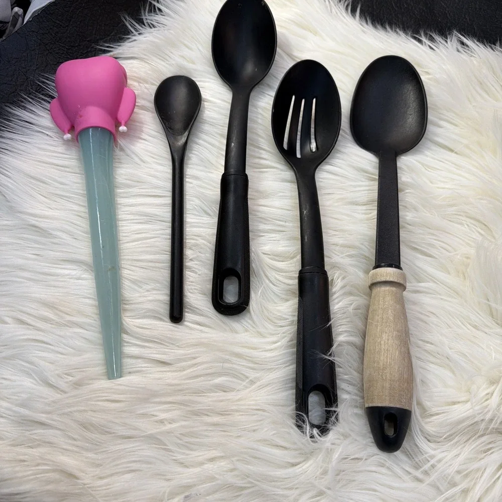 Cooking Spoons Used Plastic And Baster, Punk Slotted Spoon Serving Sooo 5 Pieces